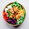 Bowl of salad and chicken 