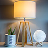 Tableside lamp turned on