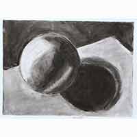 Charcoal drawing of a sphere.