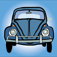 Digitial Illustration of a beetle car.