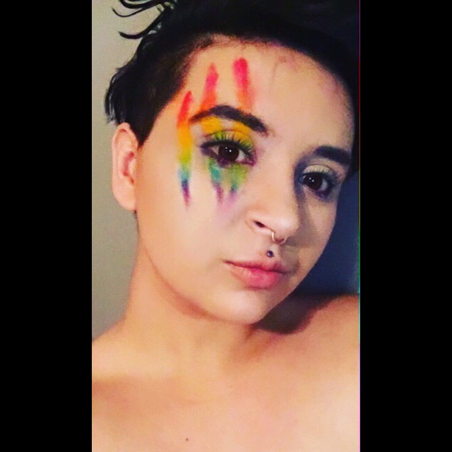 Makeup Look with Rainbow claw marks