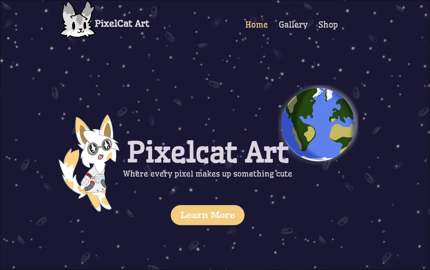 screenshot of the Art Website