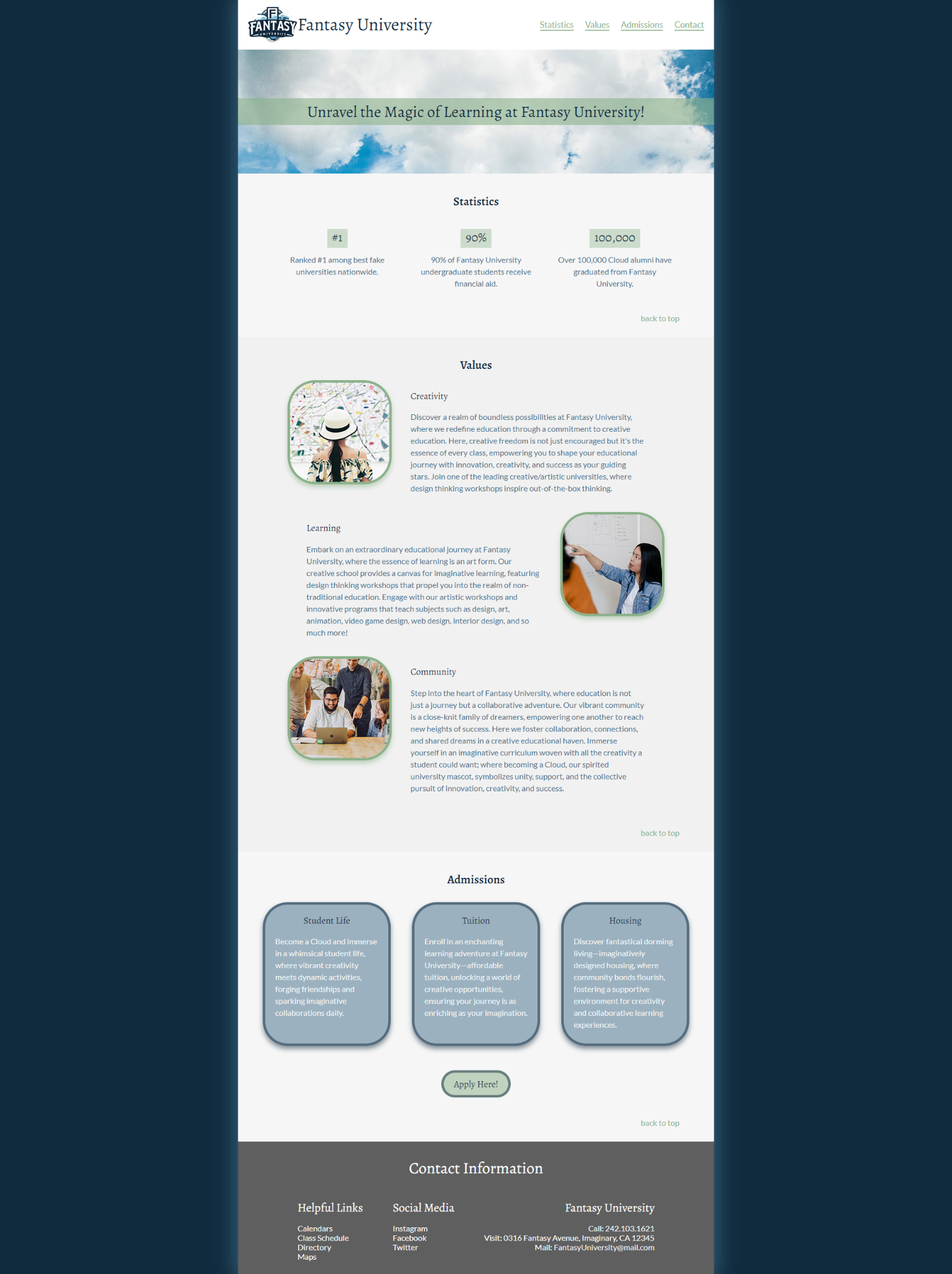 pic of fantasy university frontpage