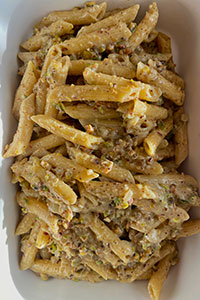 Pistachio cream pasta to demonstrate Marina's cooking