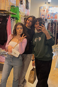 Mirror selfie of Marina and two of her friends