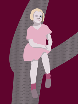 Digital painting of girl sitting in a tree.