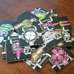 A pile of game pieces: ship parts.