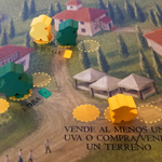 Worker pieces placed on spaces on the Viticulture board-game mat.