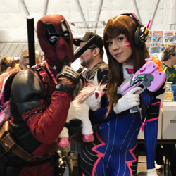 D.Va and Deadpool at Sacramento ComicCon 2019