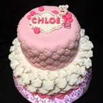A pink, fluffy cake for Chloe. Click here to go to the birthday cake section.
