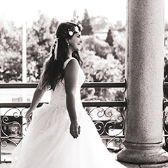 black and white bride smiling