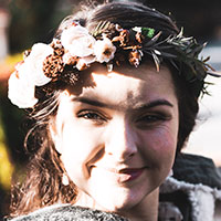 portrait of bride with flower crown