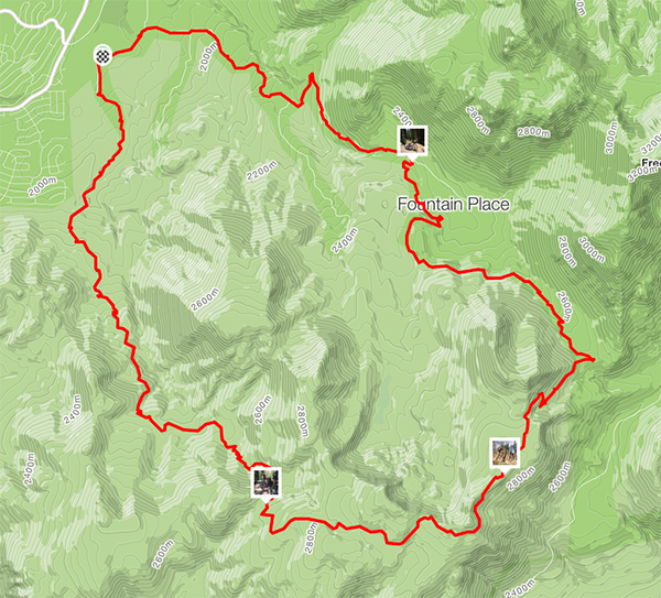 map with the trail marked in red