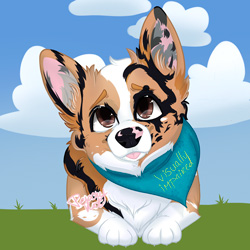 A cellshaded example of a pet portrait