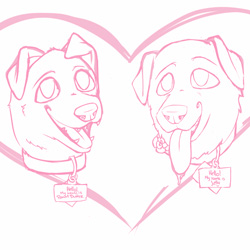 Artwork of a Sketch of two dogs