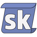 A peice of paper or scroll with the initials SK.