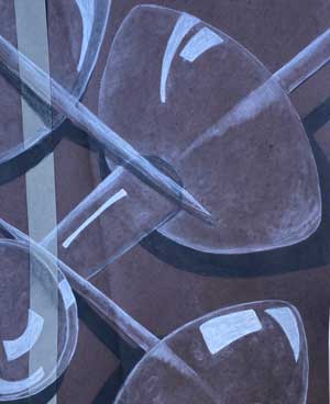 Close up drawing of three thumbtacks