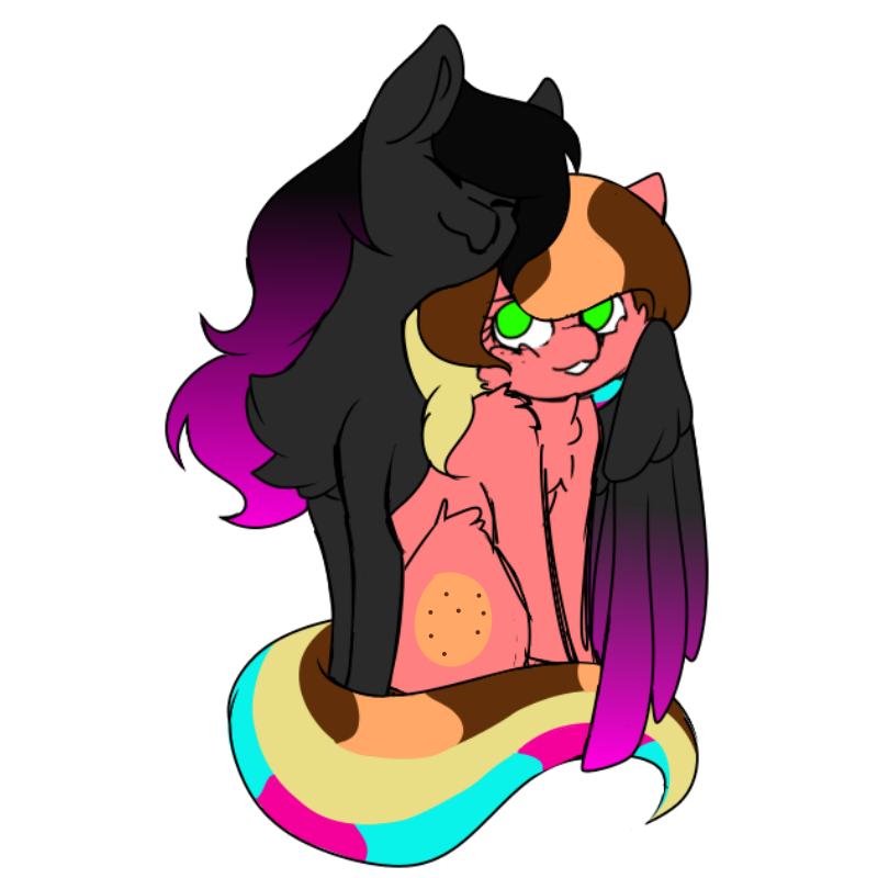 Cookie and her girlfriend, a black Pegasus named Nekky