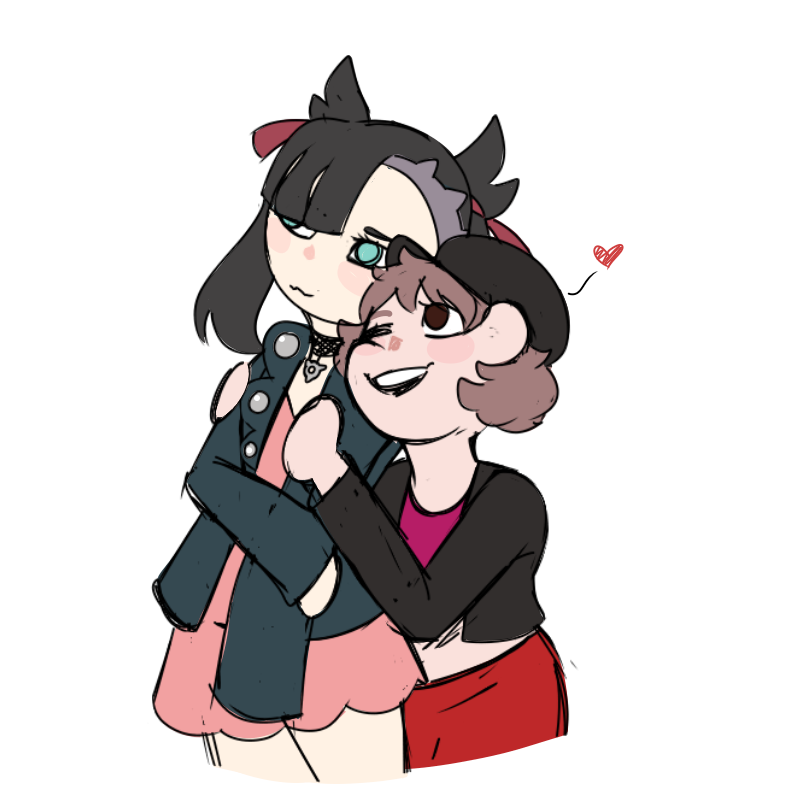 the artist with Marnie, her favorite character from Pokemon Sword and Shield