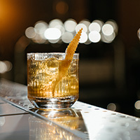 alcoholic beverage on bar countertop