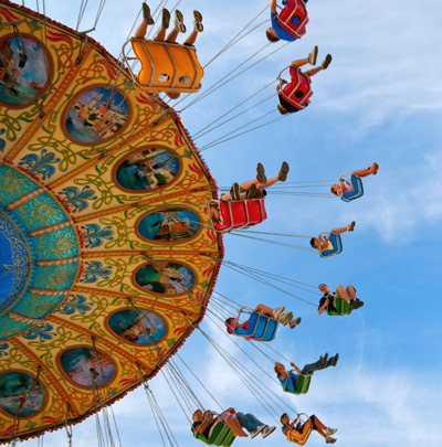 A swinging ride at an amusement park