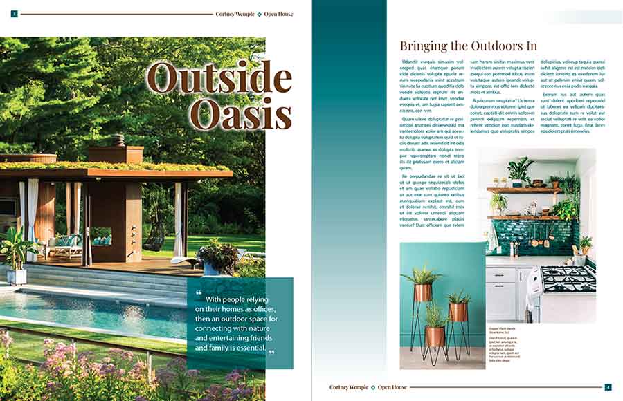 Outside Oasis and images of a patio and plants