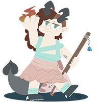 full body illustration with complex details and simple background