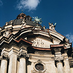 The facade of The Church of the Holy Eucharist in Lviv
