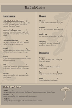 The Backgarden menu.
