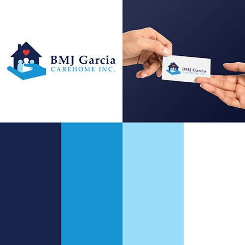 BMJ Garcia Carehome logo design, mockup, and color scheme