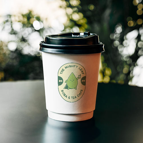 Mighty Leaf Cafe Logo on Coffee Cup Mockup