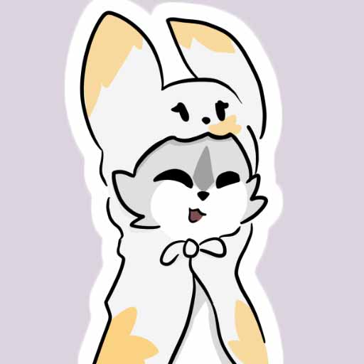 a Cartoon cat drawing wearing a blanket around them