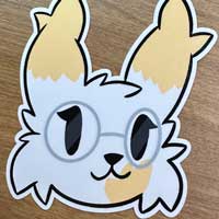 Sticker with a drawing of a headshot of a cartoon cat