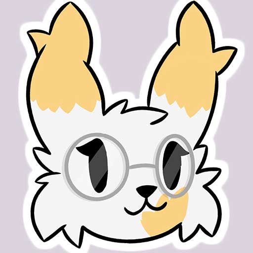 Sticker with a drawing of a headshot of a cartoon cat