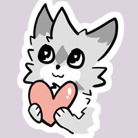 A drawing of a cat holding a love heart