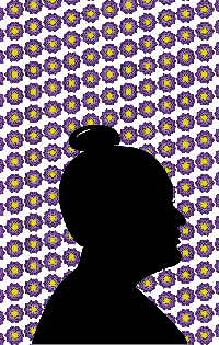 Silhouette of Jordann With a purple and yellow floral background