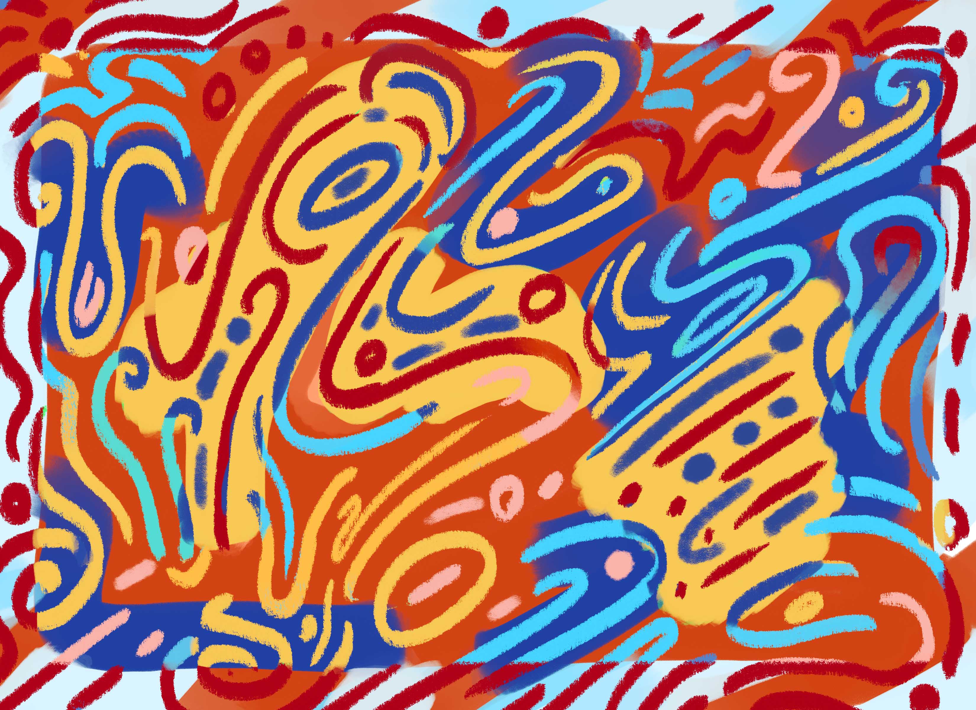 Primary color digital abstract painting.