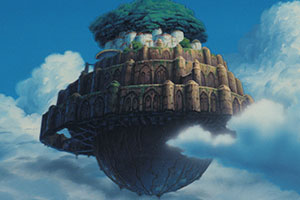 a giant floating city in the sky