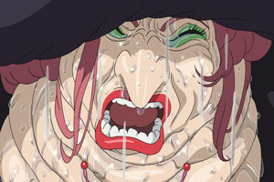 an old wrinkly woman sweating profusely