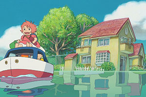 a young girl drives a boat on top of water