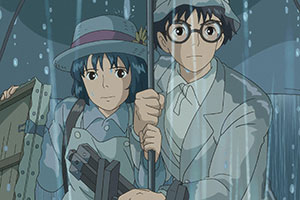 a young man and woman standing underneath an umbrella in the rain