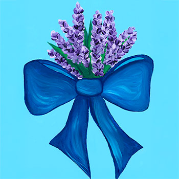 Painted flower boquet wrapped with a bow done by the author