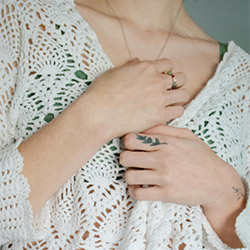 Close up view of a crochet blouse