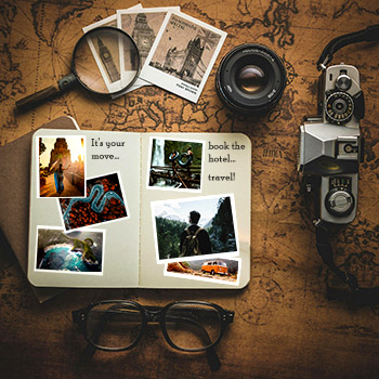 photoshop composite image of a travel journal