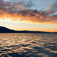 View of the sunset on Lake Tahoe
