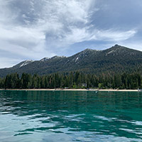 Emerald waters and beach of Lake Tahoe