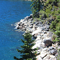 Rocky shore of Lake Tahoe 