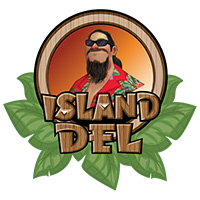 Logo for podcast called Island Del