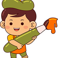 boy holding a paint brush