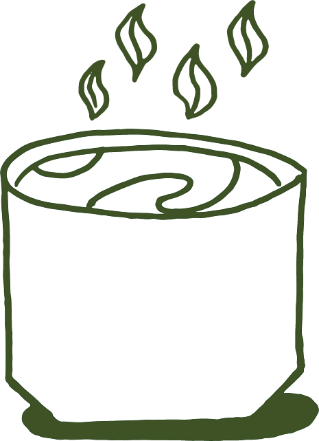 company graphic of a hot cup of matcha.